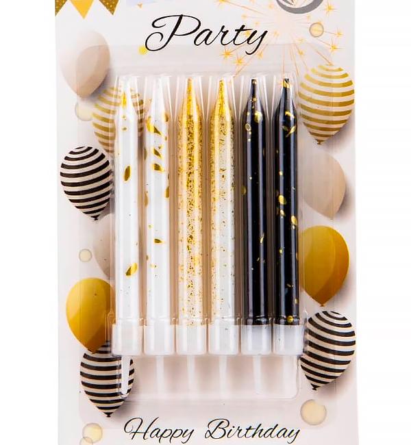 Свечи для торта 9 см 6 шт. Gold/Black (12337512) Свечи для торта 9 см 6 шт. Gold/Black (12337512)