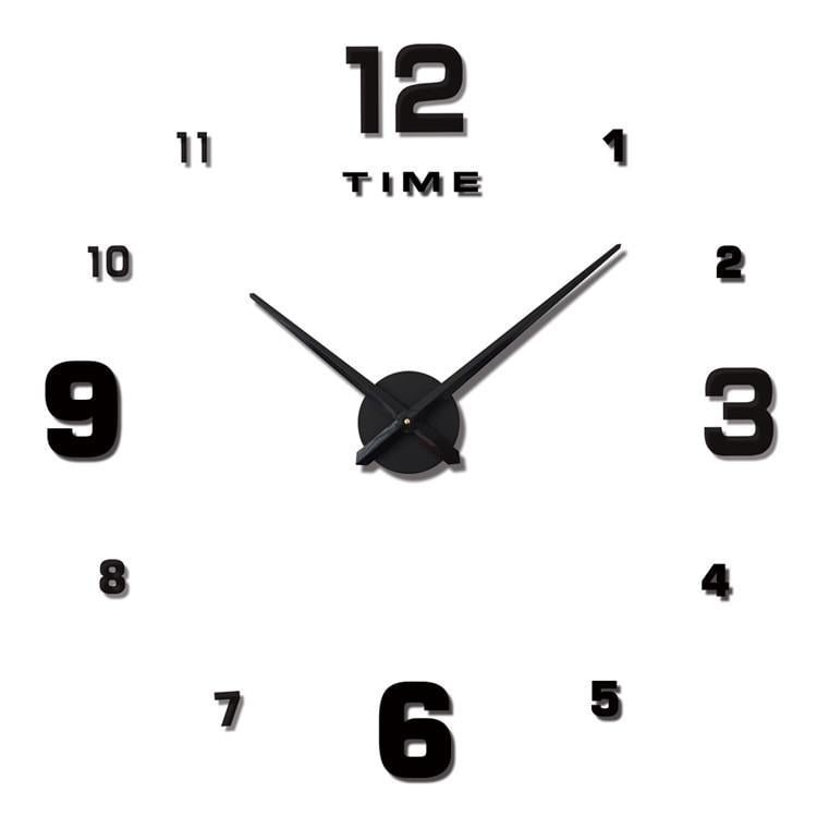 3D часы настенные DIY Clock 60-120 см Черный (8516-014)