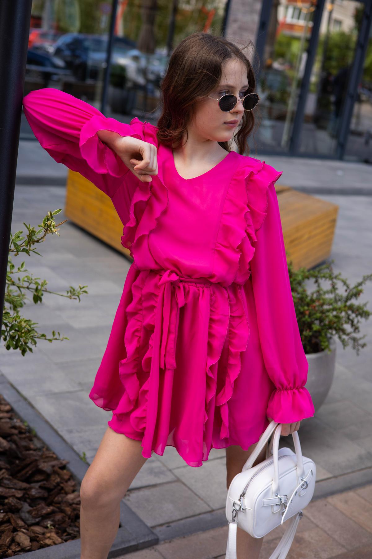 Сукня шифонова підліткова IRmAS 1266 140 см Малиновий - фото 3 Сукня шифонова підліткова IRmAS 1266 140 см Малиновий - фото 3