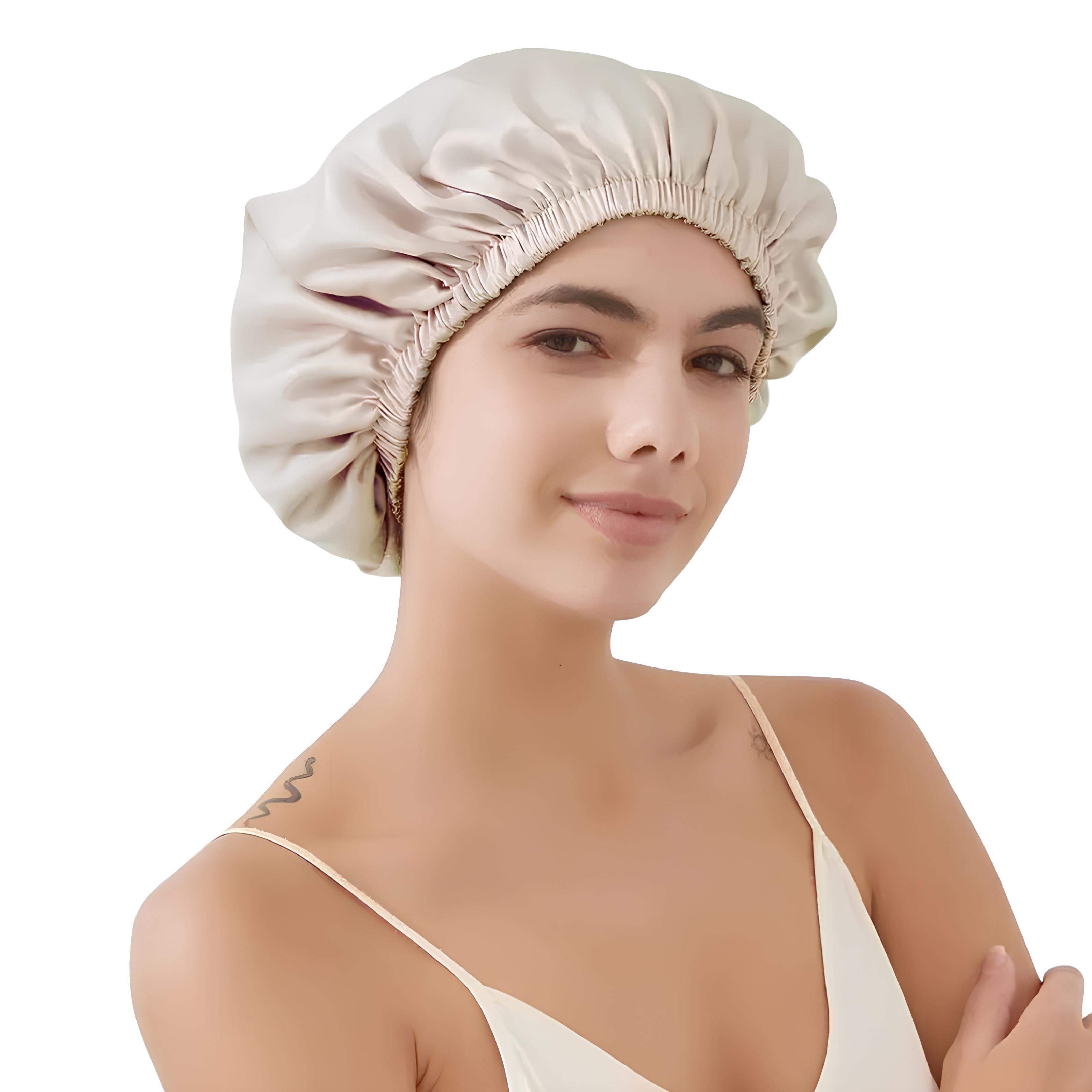 Шапочка двойная шелковая для сна с регулируемой резинкой Бежевый (8877883)