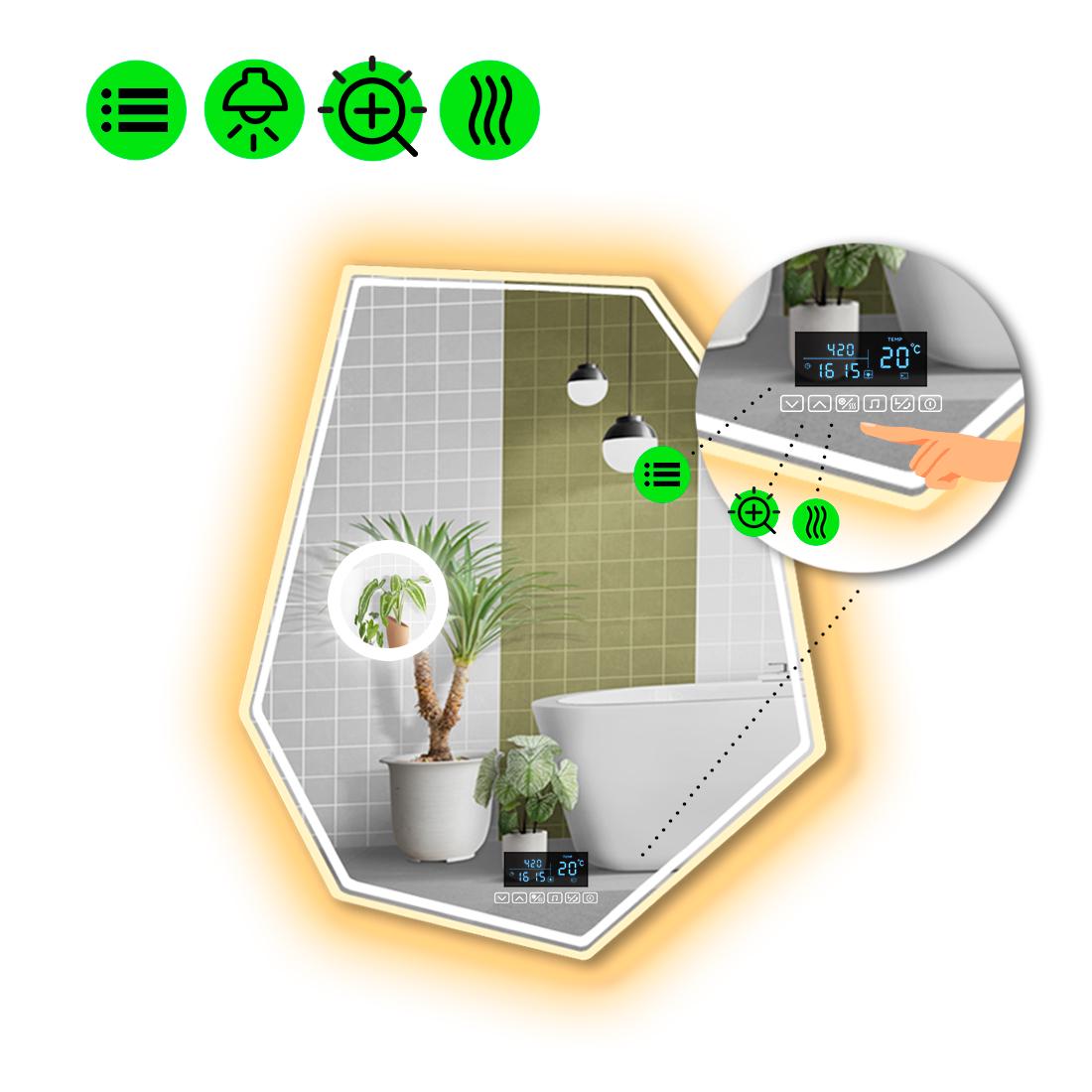 Зеркало с LED подсветкой Montagna 4 с Smart-блоком/линзой с подсветкой и подогревом 120x90 см (8994676)