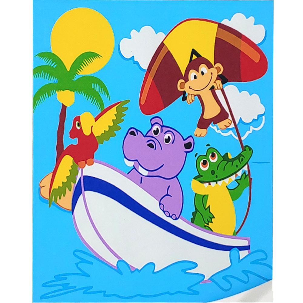 Картина по номерам Strateg Премиум Веселая компания путешествует с лаком и уровнем 30х30 см (ES176)