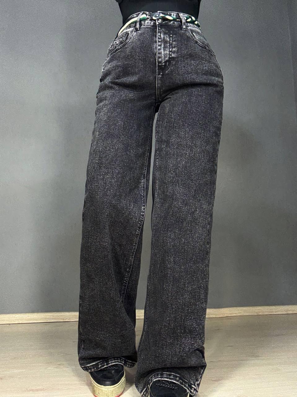 Джинсы женские Vanver 82107 утепленные на флисе палаццо прямые р. 33 Черный (5605)