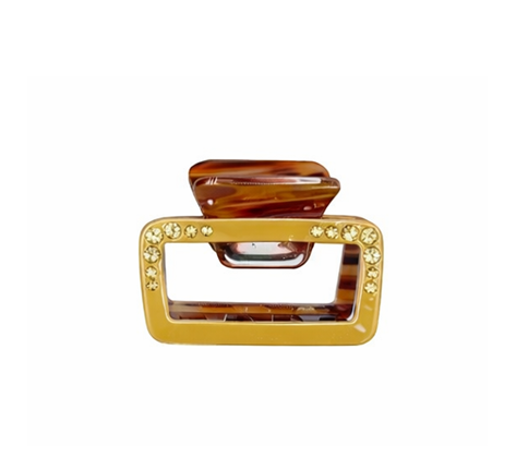 Заколка-краб для волосся прямокутна зі стразами з металевим механізмом 5 см Коричневий (2934827855)