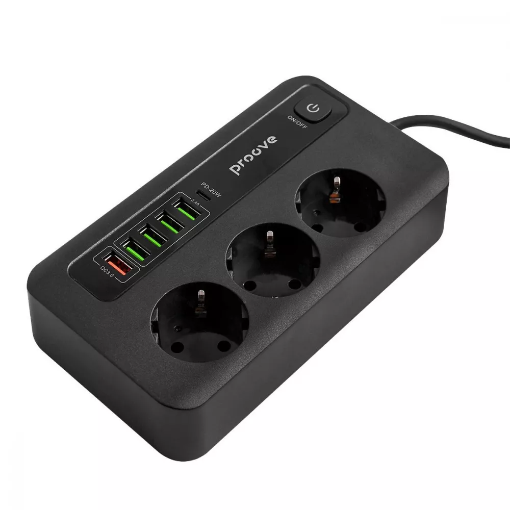 Сетевой фильтр Proove Power Socket PD-03 на 3 розетки/5 USB/1 Type-C 20W 2 м Black (PSP320510001) - фото 2