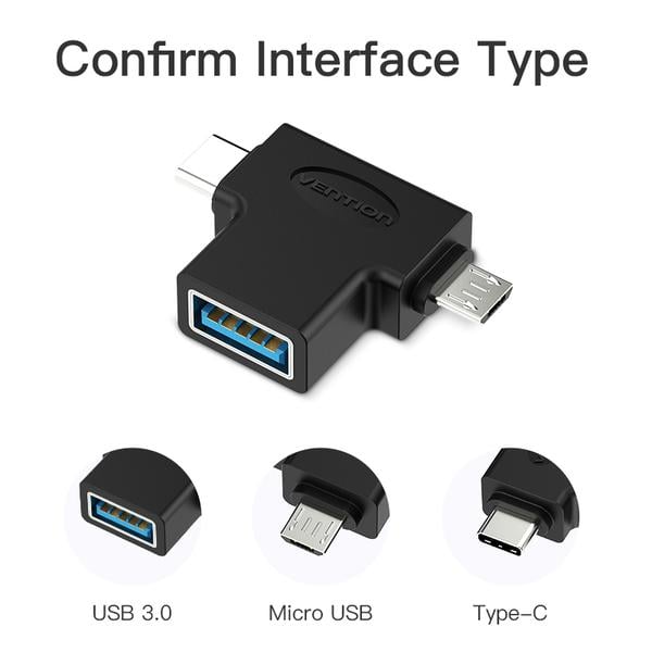 Перехідник Vention USB 3,1 Type-C/USB 3,0 OTG AF/microUSB B м (CDIB0) - фото 5