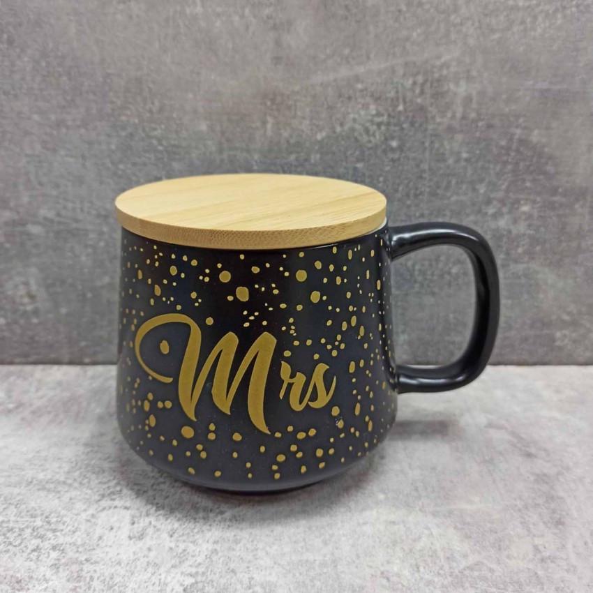 Чашка Місис з бамбуковою кришкою 400 мл Чорний (20634)