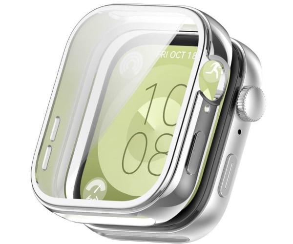 Чехол с защитным стеклом Protective Cover with Glass для Huawei Watch Fit 4 Серебристый Чехол с защитным стеклом Protective Cover with Glass для Huawei Watch Fit 4 Серебристый