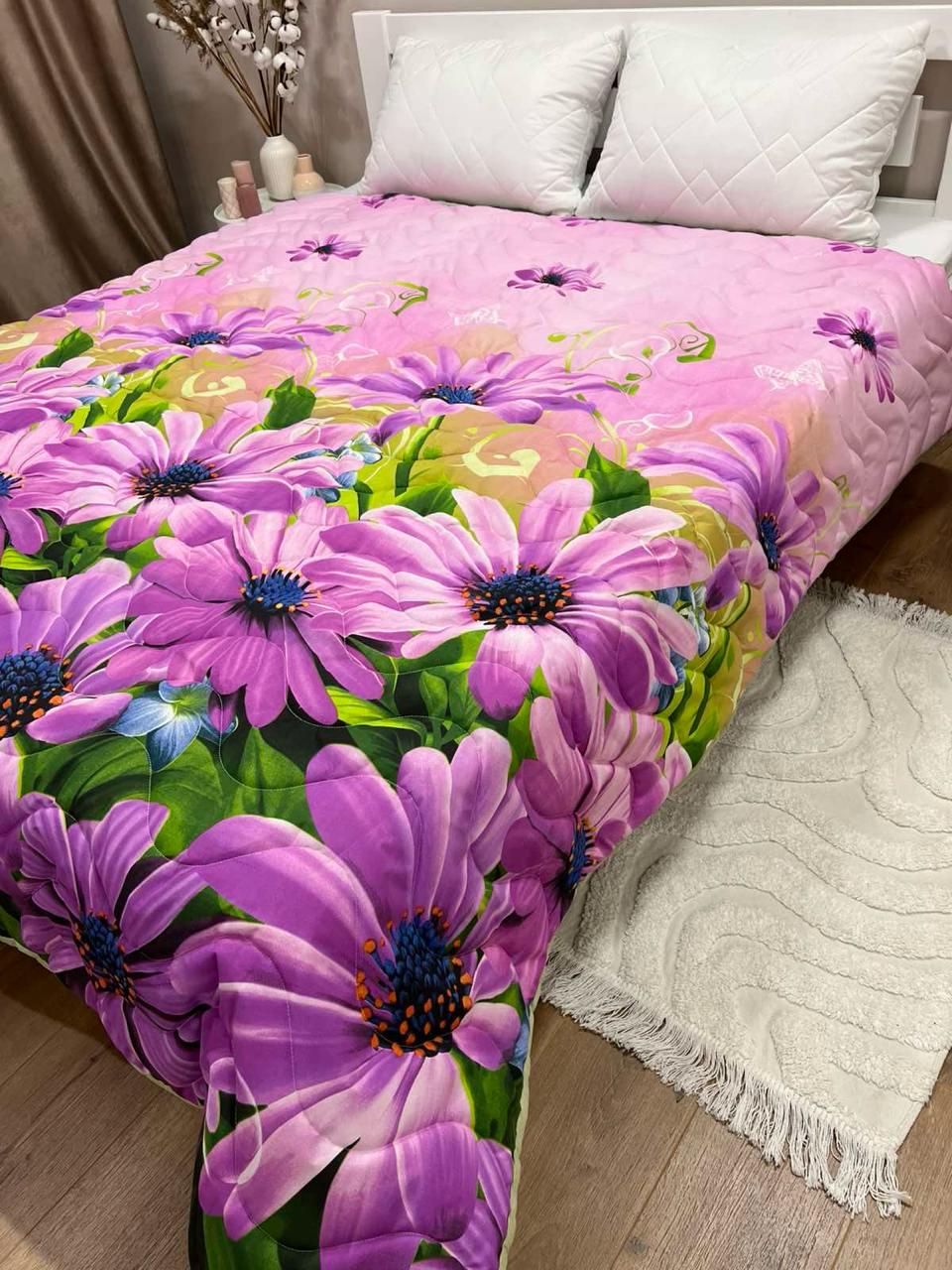 Одеяло летнее двухстороннее с рисунком двуспальное 180x210 см Лиловый (27455722) - фото 3 Одеяло летнее двухстороннее с рисунком двуспальное 180x210 см Лиловый (27455722) - фото 3