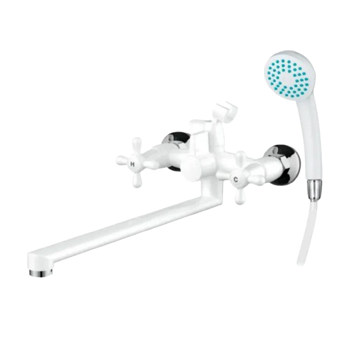 Смеситель для ванной PLAMIX Sirius-140 с душевым набором White (PM0637)