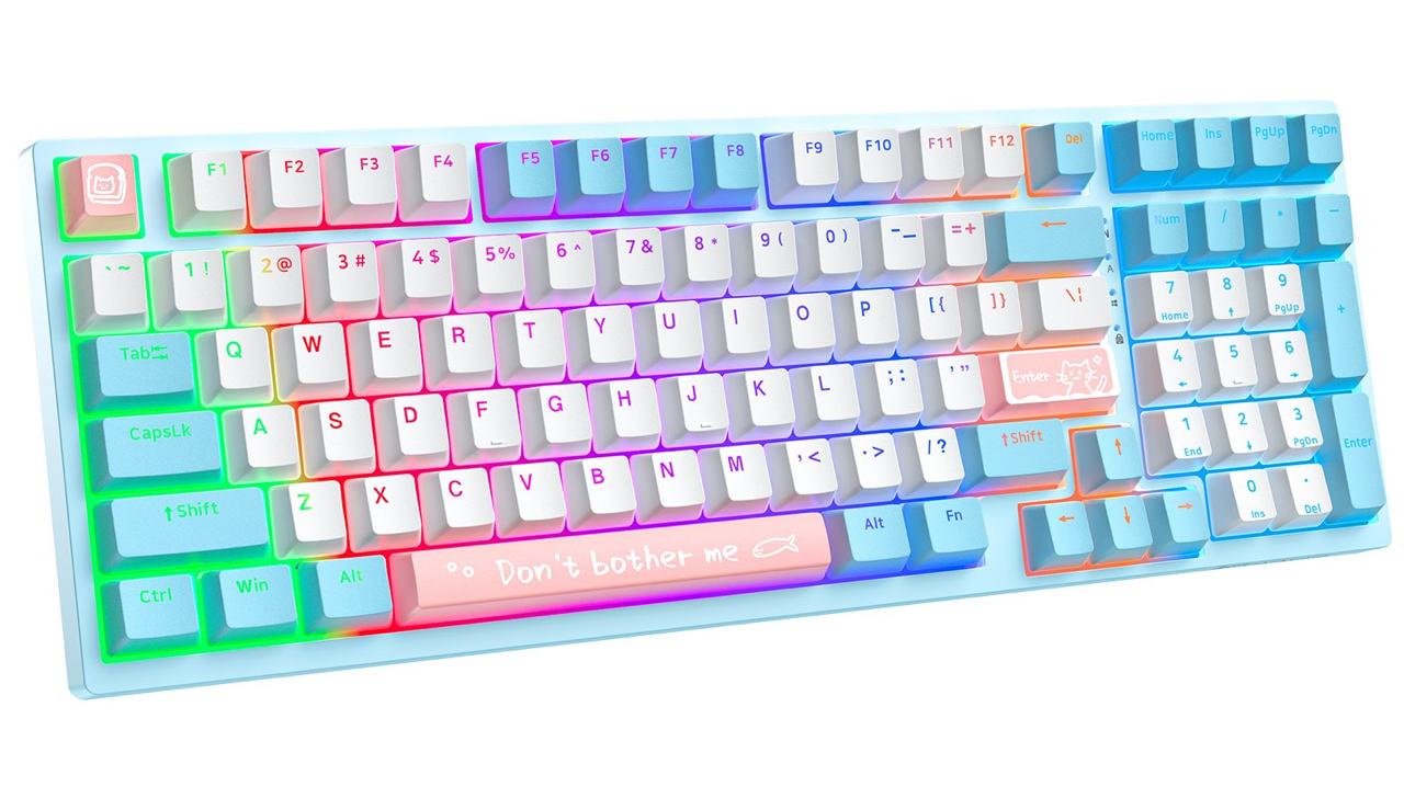 Клавиатура игровая беспроводная механическая Onikuma G28 3 режима подключения RGB подсветка Фиолетовый (478375)