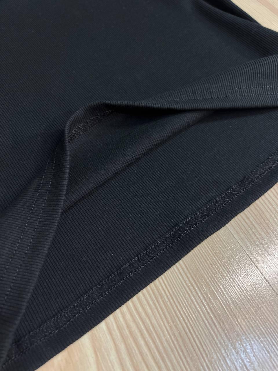 Майка жіноча A-N 27035 у рубчик з вишивкою літери D OS Чорний (26794577) - фото 6