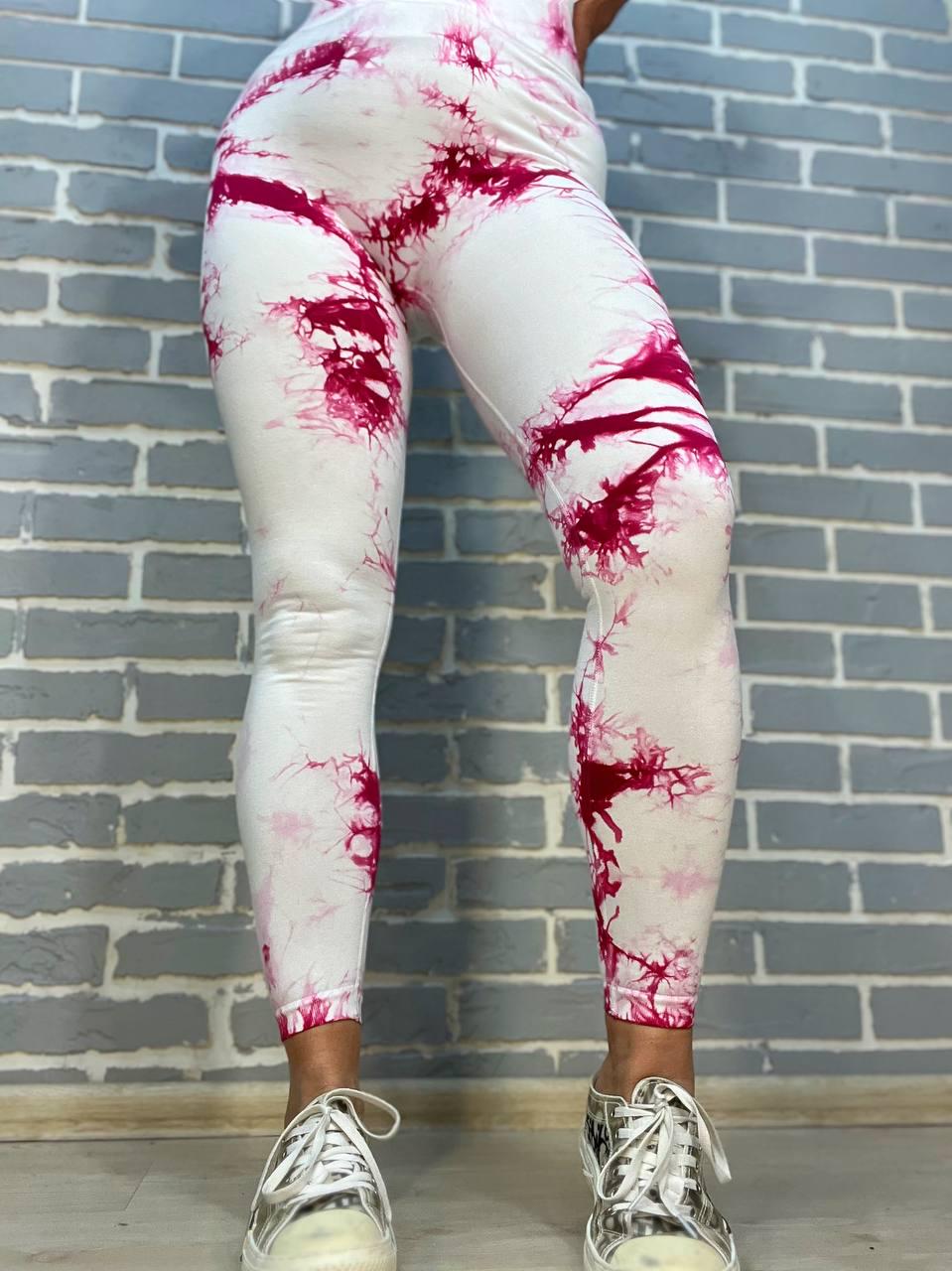 Лосины женские LADY HUREM 18160 мраморные пуш-ап широкий пояс утягивающие M-L Белый (1997)