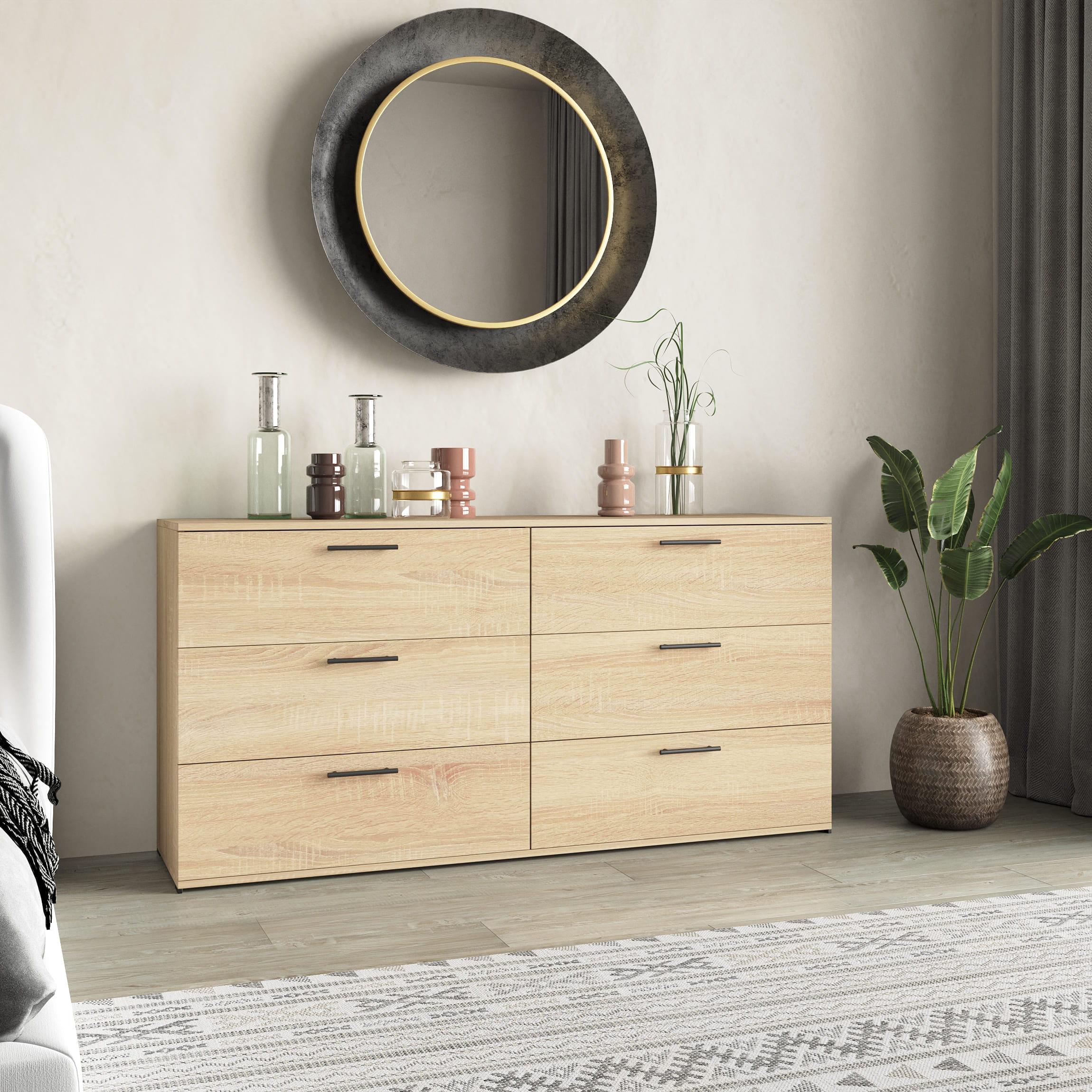 Комод для одягу на 6 ящиків з ручками на 6 ящиків Дуб Сонома (380314)