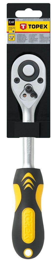 Ключ-трещотка с реверсом Topex 38D501 1/4" 45 зубцов (22933) - фото 2