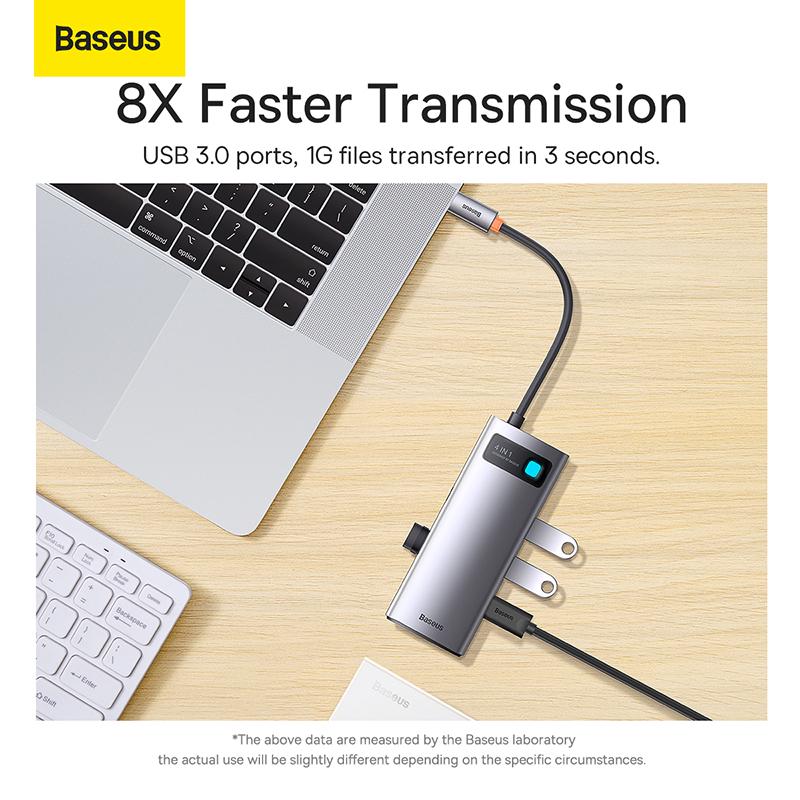 USB-хаб BASEUS Metal Gleam Series 4-in-1 Multifunctional Type-C HUB Docking Station Type-C to USB3.0х4 Gray (WKWG070013) - фото 10 USB-хаб BASEUS Metal Gleam Series 4-in-1 Multifunctional Type-C HUB Docking Station Type-C to USB3.0х4 Gray (WKWG070013) - фото 10