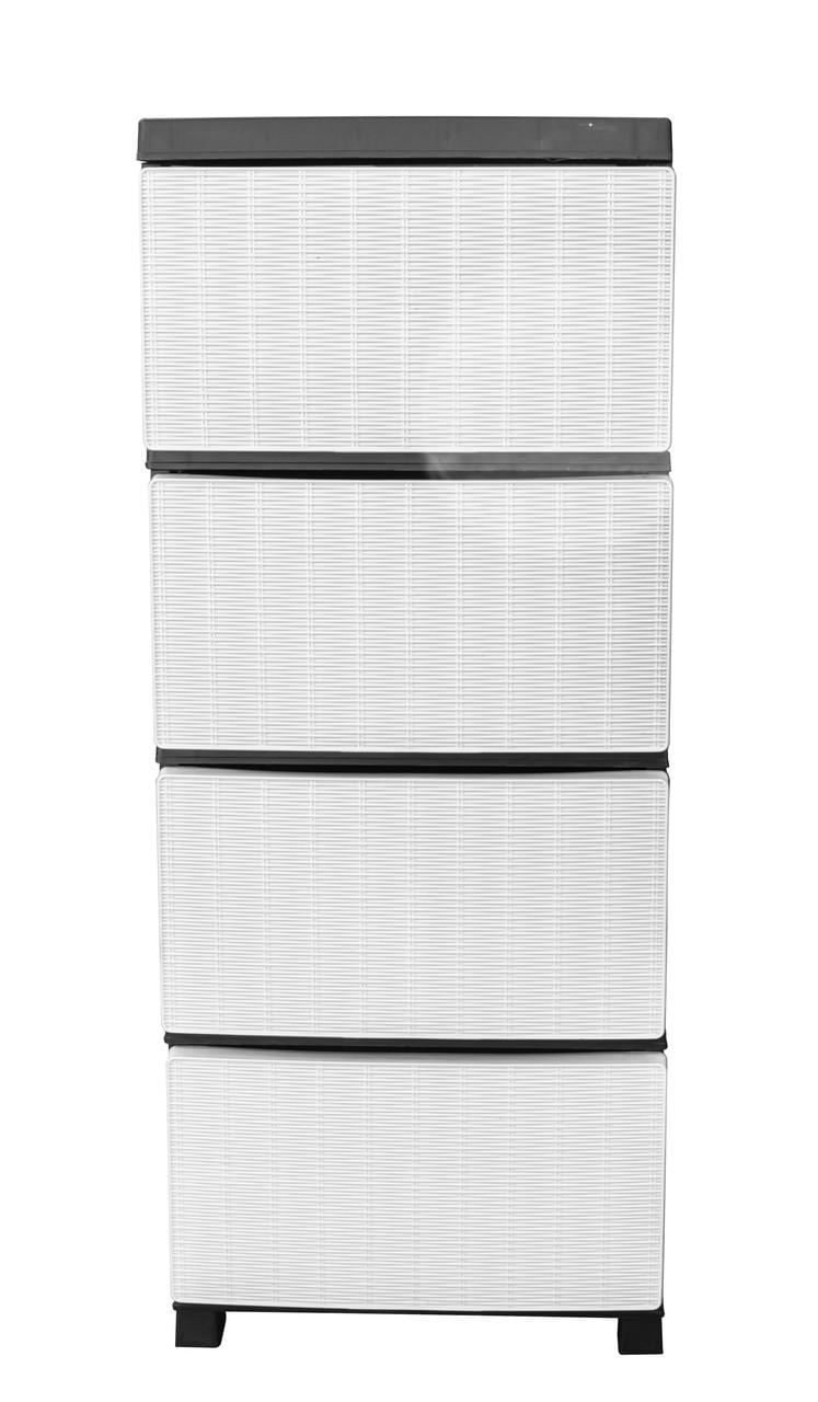 Комод пластиковый R-Plastic 34006 Ротанг на 4 ящика 86x45x35 см Бело-черный (5158-БЛЧР) - фото 3 Комод пластиковый R-Plastic 34006 Ротанг на 4 ящика 86x45x35 см Бело-черный (5158-БЛЧР) - фото 3