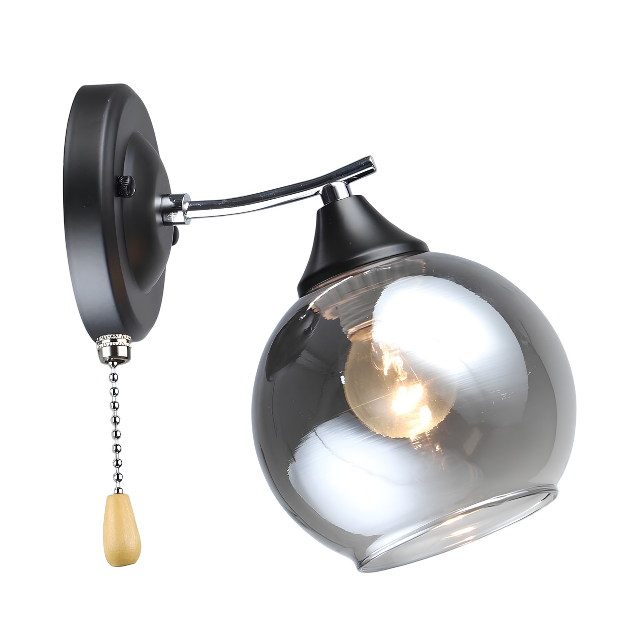 Бра Valeso с затемненным плафоном под одну лампу Е27 Черный/Хром (B K2288/1W BK+CH)