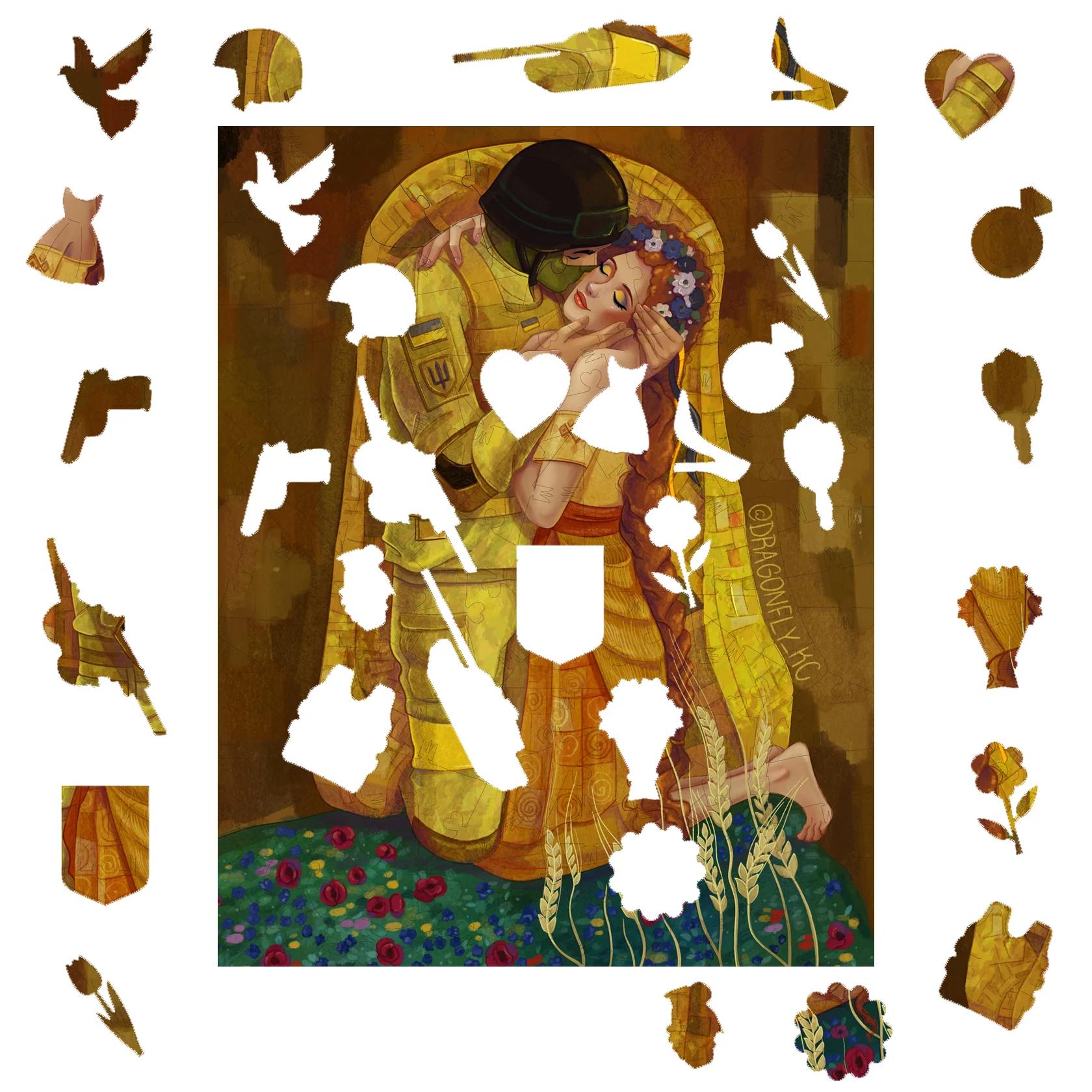 Пазл дерев'яний Поцілунок А5 (1053) - фото 2 Пазл дерев'яний Поцілунок А5 (1053) - фото 2