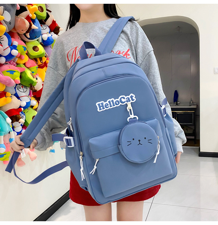 Школьный рюкзак для девочки Hello Cat 5в1 5-11 класс Голубой (27668053) - фото 5 Школьный рюкзак для девочки Hello Cat 5в1 5-11 класс Голубой (27668053) - фото 5