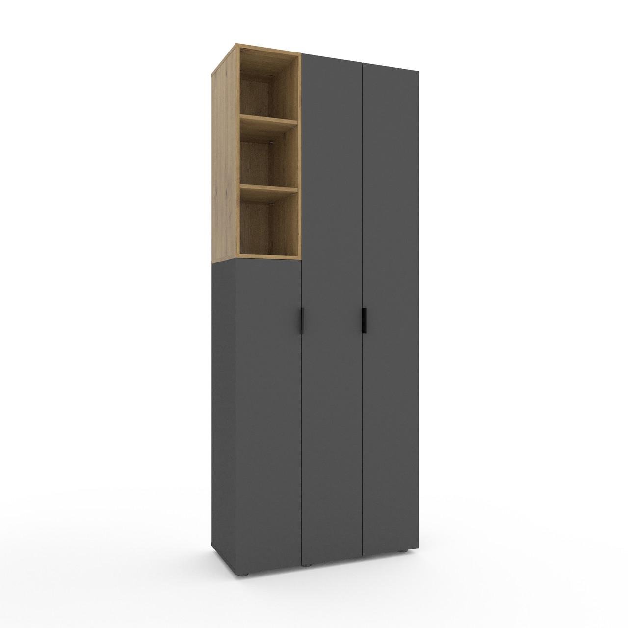 Шкаф Metkas Home A003L ЛДСП 900x420x2300 мм Антрацитовый/Дуб Артизан - фото 2