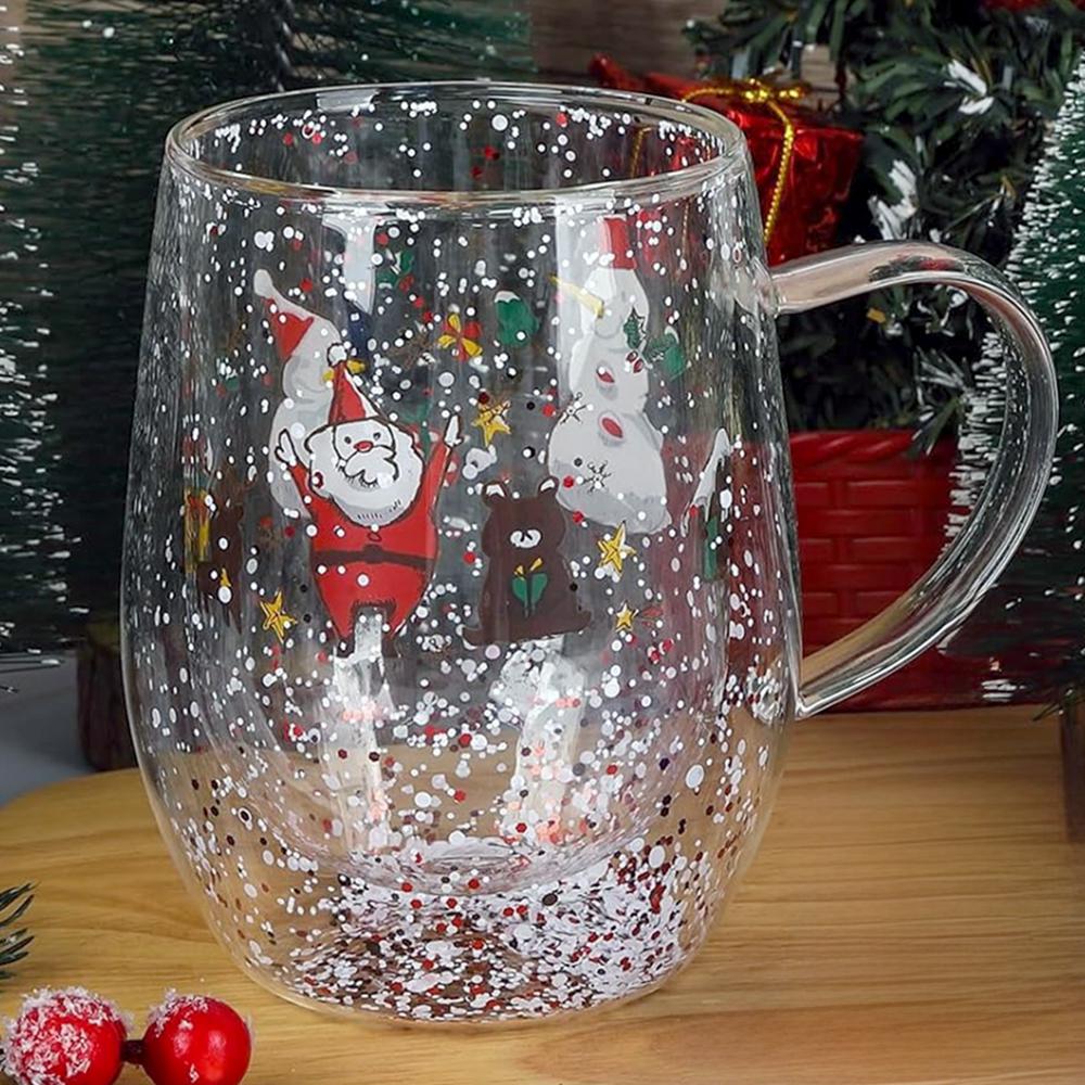 Чашка новогодняя с двойным дном Christmas tree Санта и друзья термостойкое стекло 350 мл (03-санта-R32792) - фото 2 Чашка новогодняя с двойным дном Christmas tree Санта и друзья термостойкое стекло 350 мл (03-санта-R32792) - фото 2