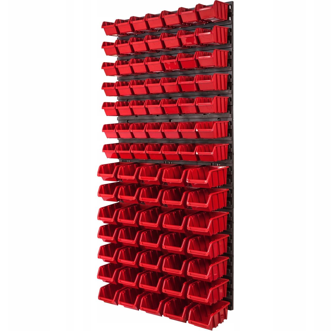 Панель навесная для метизов Kistenberg 58х117 см на 84 красных контейнеров (MIX634)