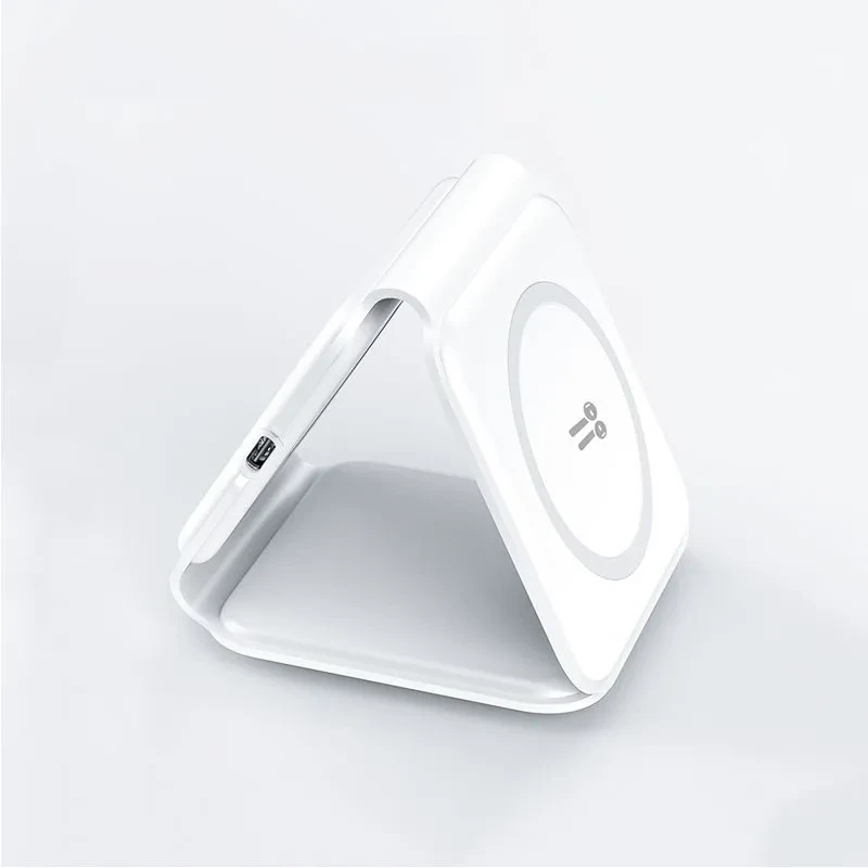 Зарядний пристрій для телефона бездротовий 3в1 15W складаний Білий (2640643489)