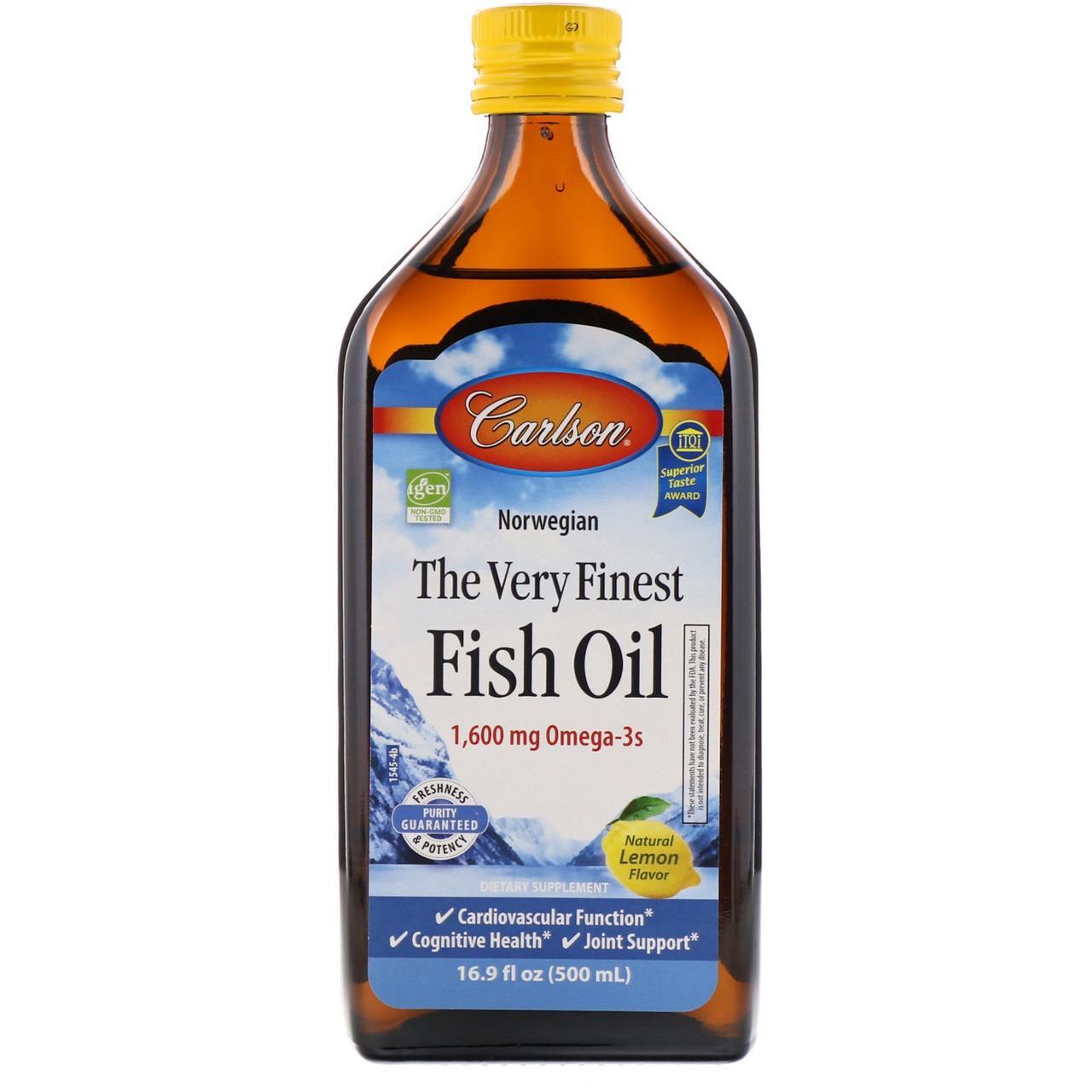 Риб'ячий жир Carlson Labs Fish Oil натуральний лимонний смак 1600 мг 500 мл