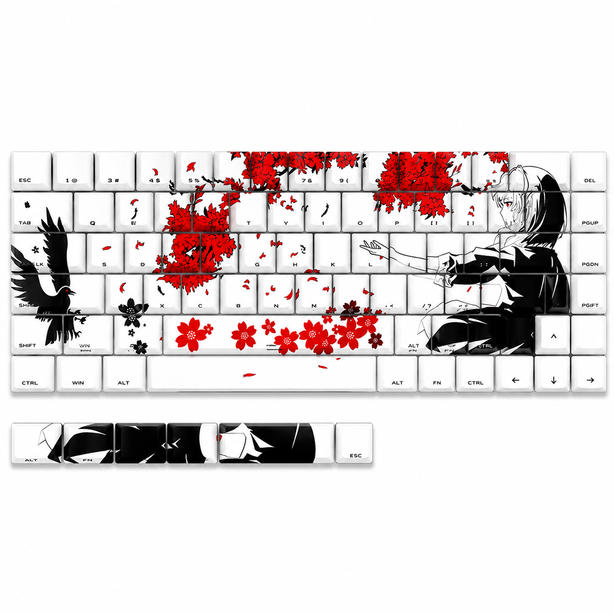 Кейкапи Sakura Raven для механічної клавіатури 61 клавіша PBT Білий (1015-897-00)