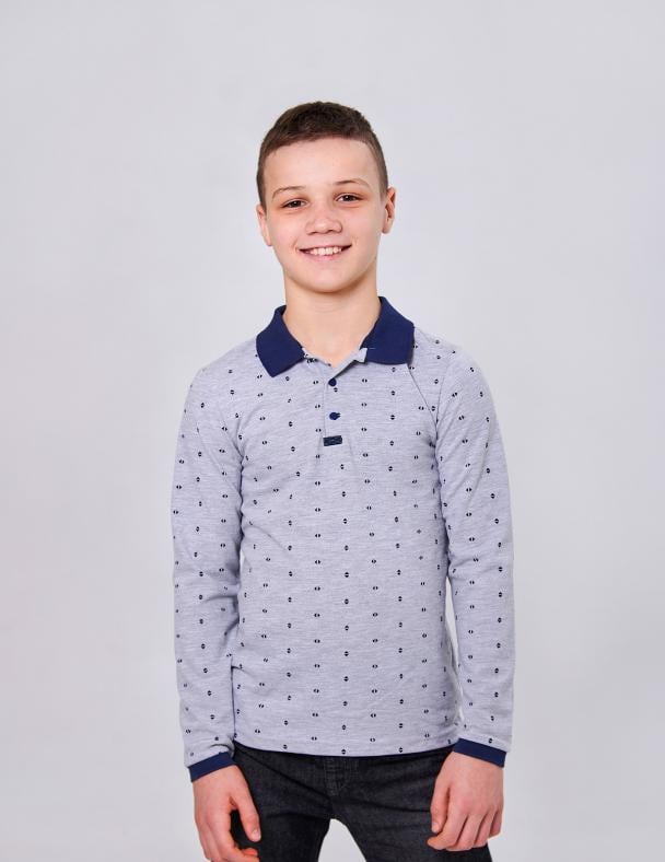 Поло для мальчика Smil Лакоста Рисунок 158 см Серый (114100)