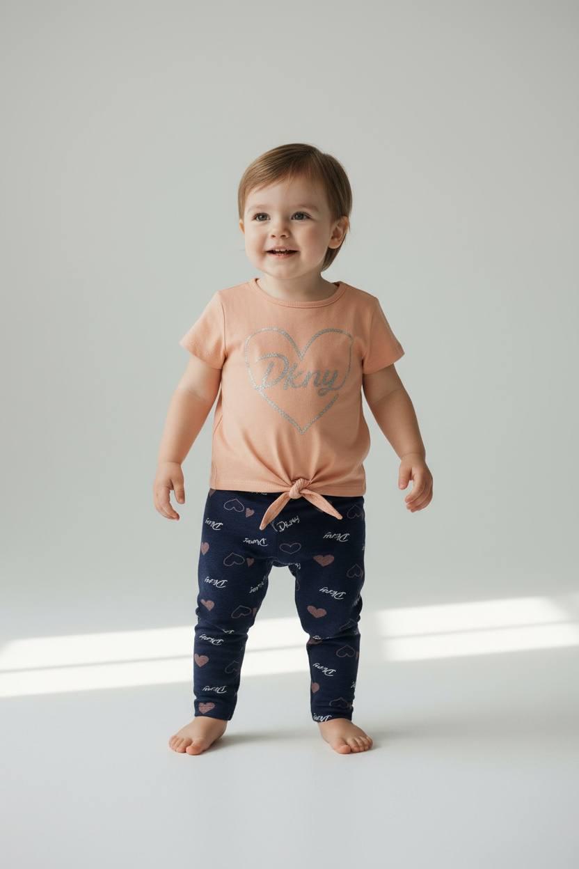 Комплект туника и лосины DKNY 2 года 92 см Персиковый/Серый