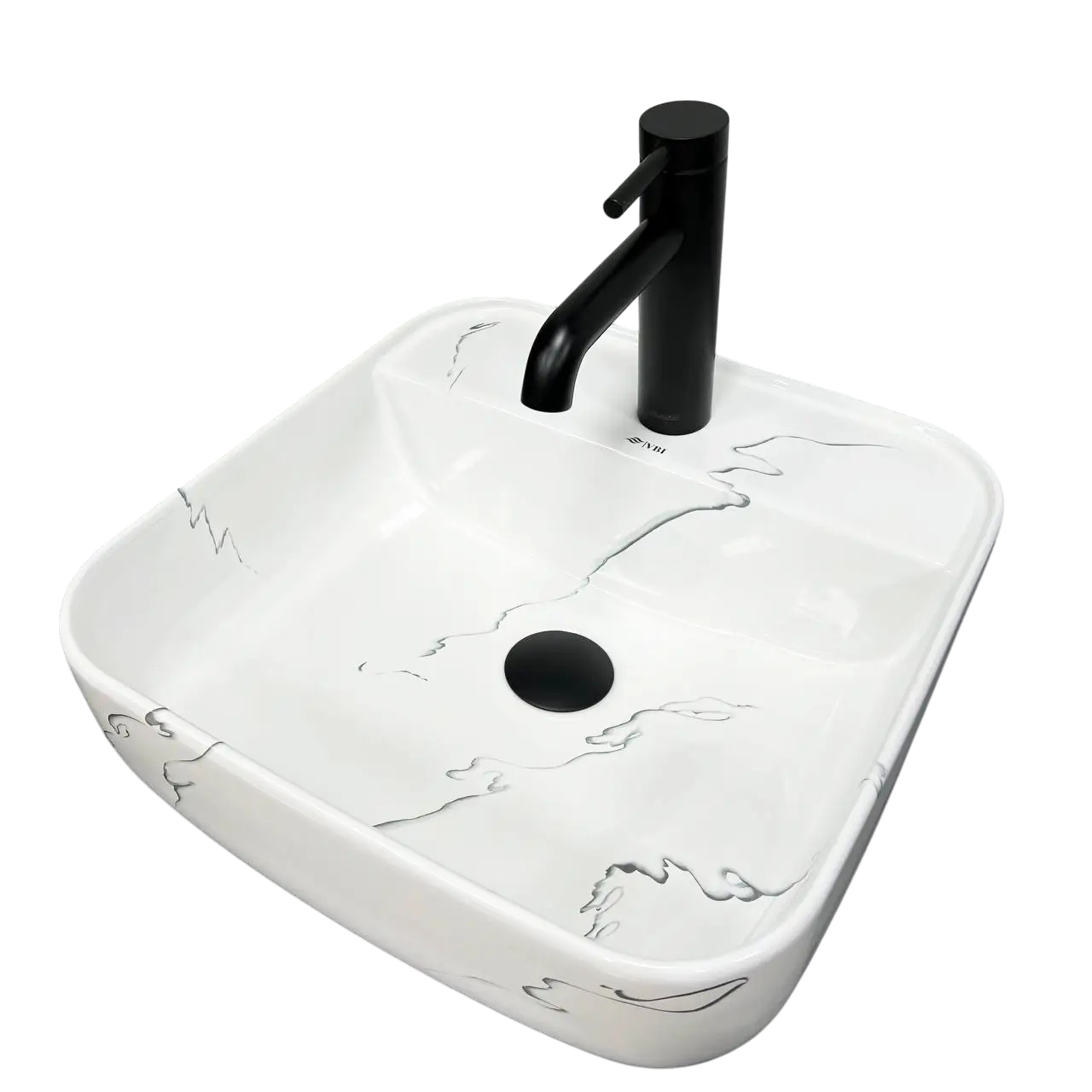 Раковина накладна VBI Ragusa S Marmo Glossy 390x390 квадратна Білий (RM-VBI-014502)