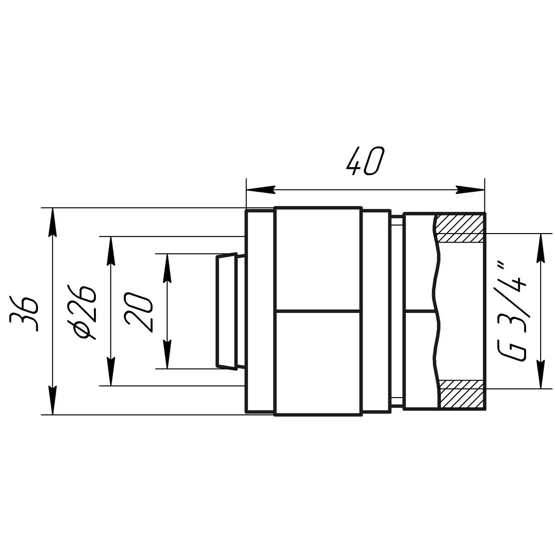 Муфта APE ITALY 702 с внутренней резьбой L 3/4" 26 мм (GSR-000000619) - фото 5 Муфта APE ITALY 702 с внутренней резьбой L 3/4" 26 мм (GSR-000000619) - фото 5