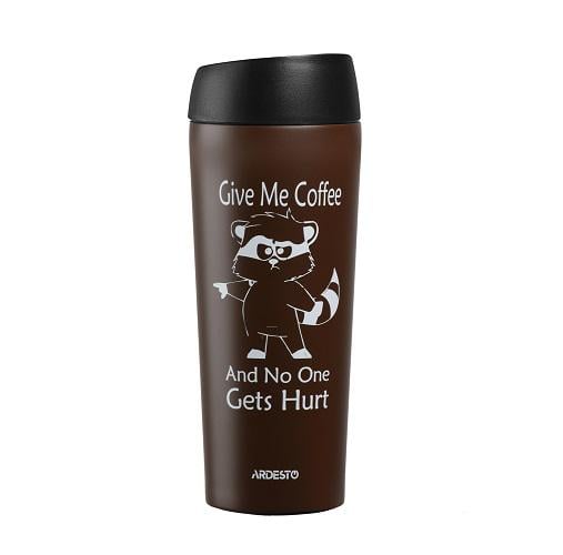 Термокружка Ardesto Coffee Time Raccoon AR2645DML 450 мл Коричневый - фото 1 Термокружка Ardesto Coffee Time Raccoon AR2645DML 450 мл Коричневый - фото 1