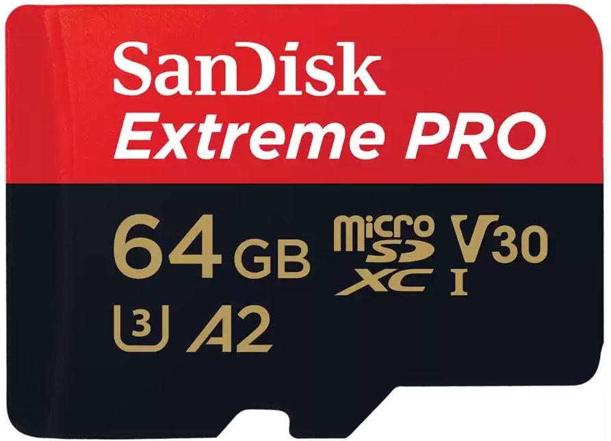 Карта пам'яті SanDisk microSD 64 GB C10 UHS-I U3 R200/W90 MB/s Extreme Pro V30+SD (ERC-SDSQXCU-064G-GN6MA) - фото 1