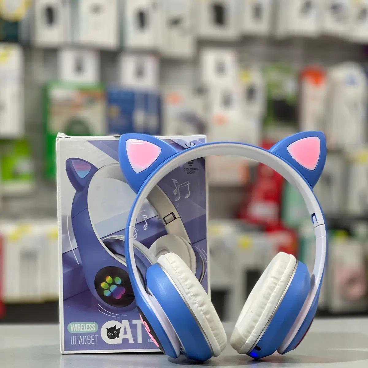 Навушники бездротові Вушка CAT Еar VZV-28M LED Bluetooth Блакитний (3084) - фото 4