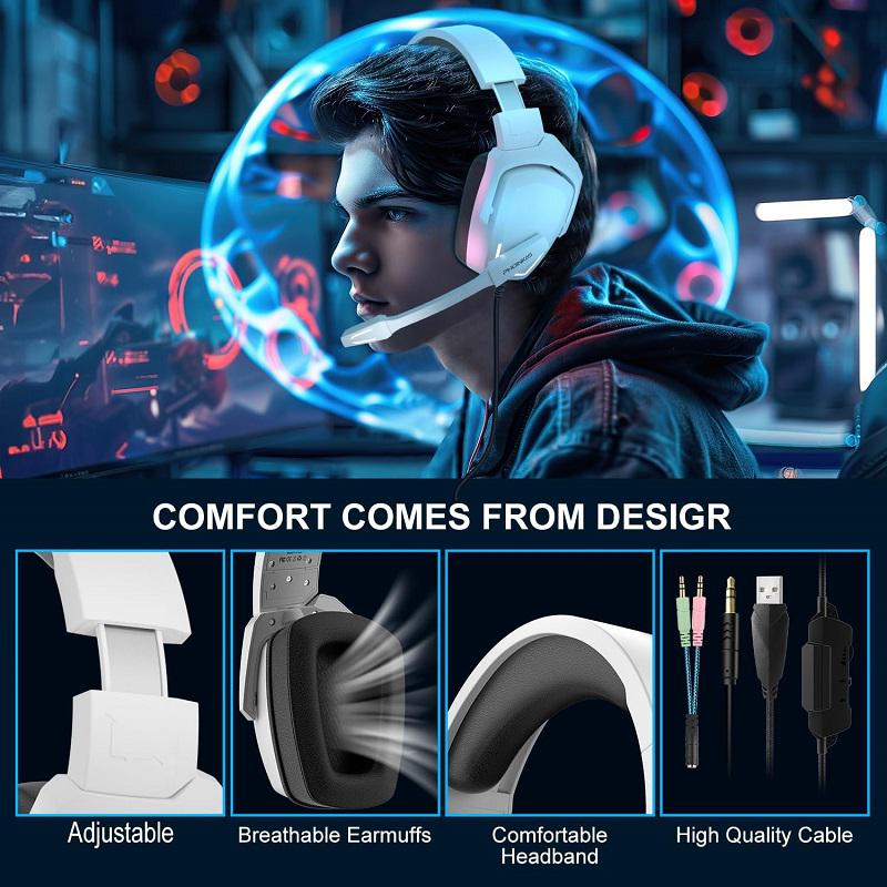 Наушники геймерские Kotion Each H-6 с поддержкой объемного звука 7,1 Белый (2375) - фото 3 Наушники геймерские Kotion Each H-6 с поддержкой объемного звука 7,1 Белый (2375) - фото 3