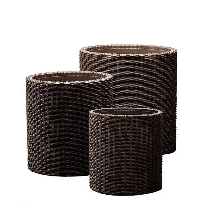 Комплект вазонов Keter Cylinder Planters круглые S/M/L Коричневый (CNT00012169)