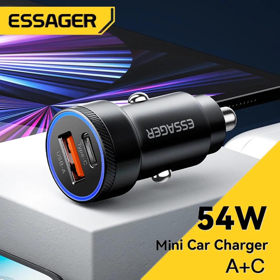 Зарядний пристрій автомобільний Essager Type-c 36w/USB qc 3.0 18w Metall 54W (25397275) - фото 2