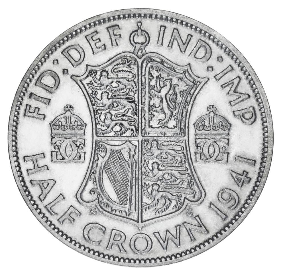 Коллекционная монета Великобритания 1/2 кроны 1941 Серебро F-VF Half Crown Ag 500 14,14 г (М19861)