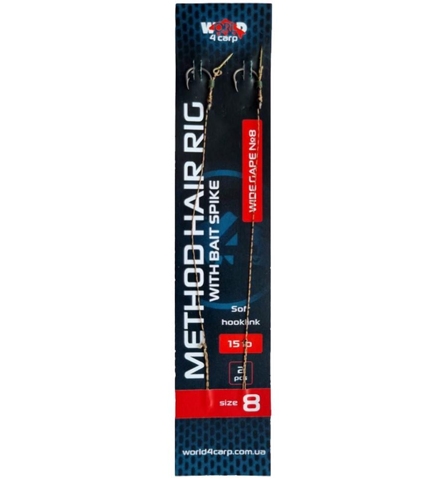 Поводок готовый W4C волос с иглой METHOD hair rig with bait spike крючок WIDE GAPE №8 (w4004-8) - фото 3 Поводок готовый W4C волос с иглой METHOD hair rig with bait spike крючок WIDE GAPE №8 (w4004-8) - фото 3