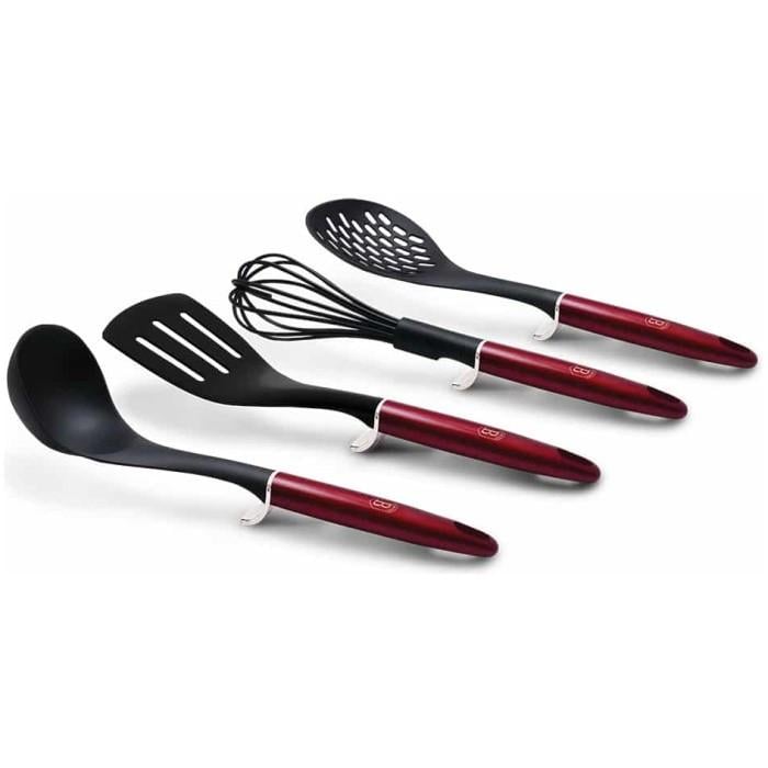 Набір кухонного приладдя Burgundy з бордовою ручкою 4 предмети (6235-BH)