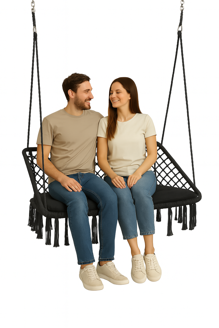 Качели WCG с подушкой двухместная 120 см Черный (QNSW09BL) - фото 7 Качели WCG с подушкой двухместная 120 см Черный (QNSW09BL) - фото 7