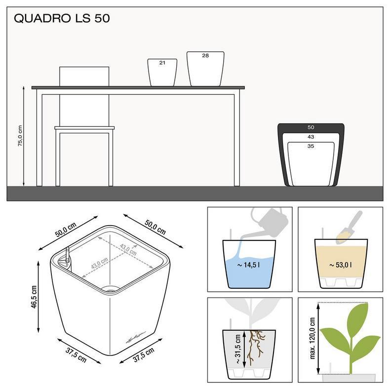 Розумний горщик Lechuza Quadro Premium LS 50 квадратний 53 л 50x46 см Білий - фото 4