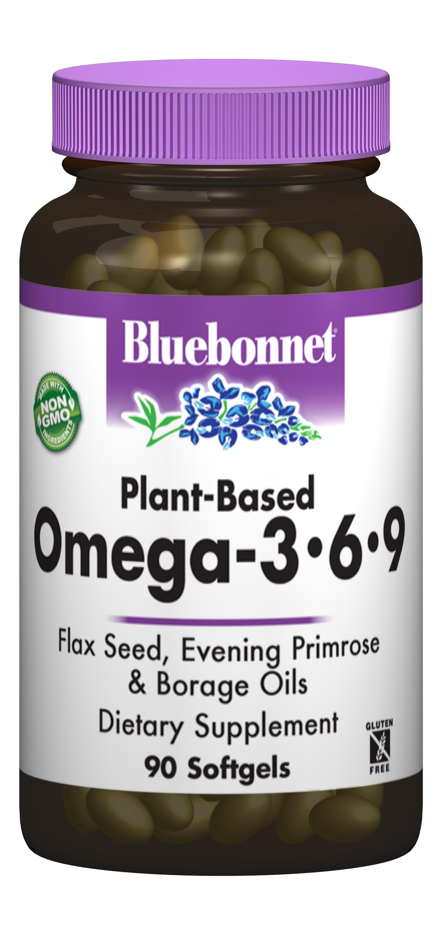 Омега 3-6-9 Bluebonnet Nutrition  на рослинній основі 1000 мг 90 желатинових капсул (BLB1012)