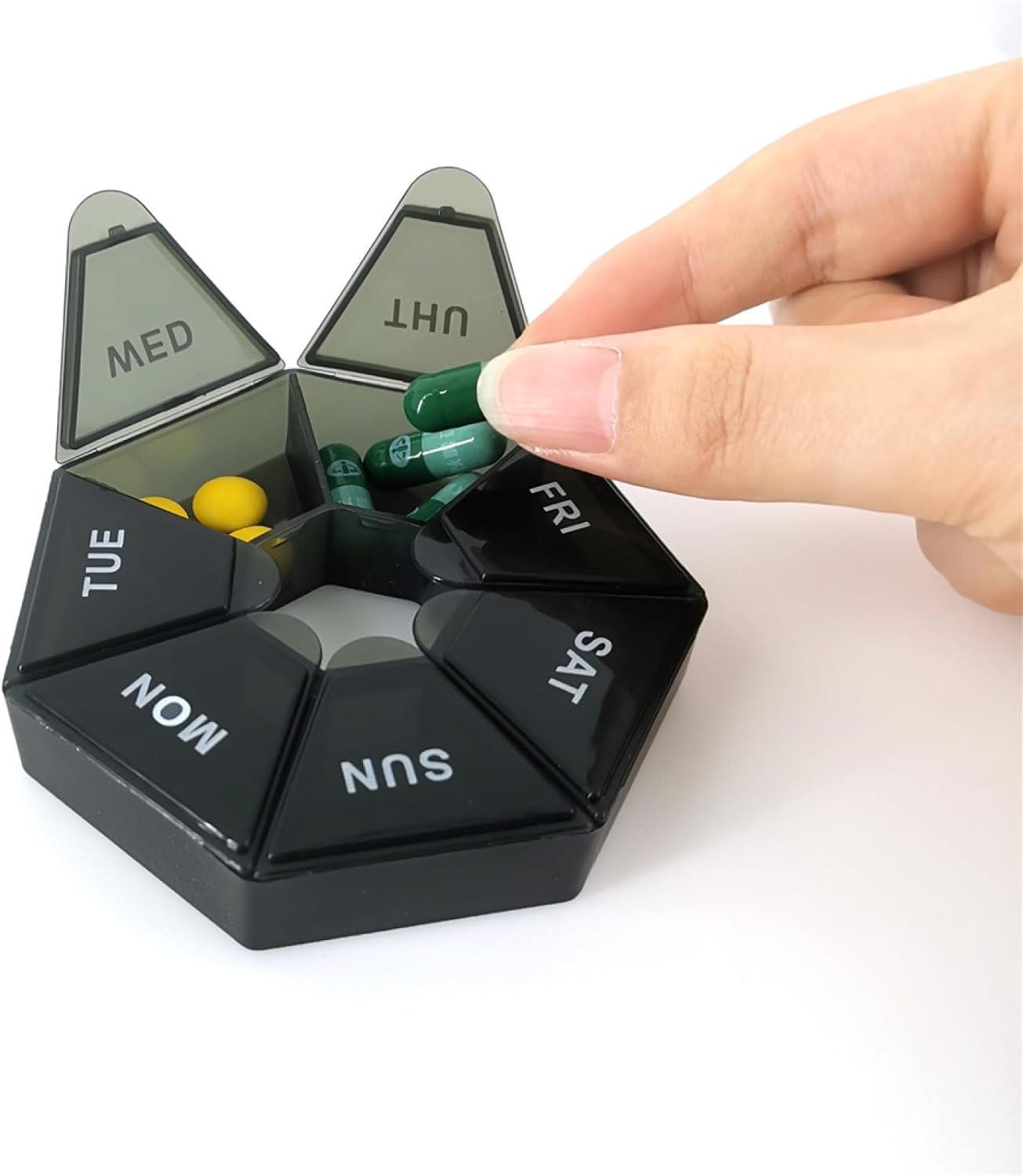 Таблетница на 7 дней 8,5х8,5х2 см Черный (D-0046) - фото 2 Таблетница на 7 дней 8,5х8,5х2 см Черный (D-0046) - фото 2