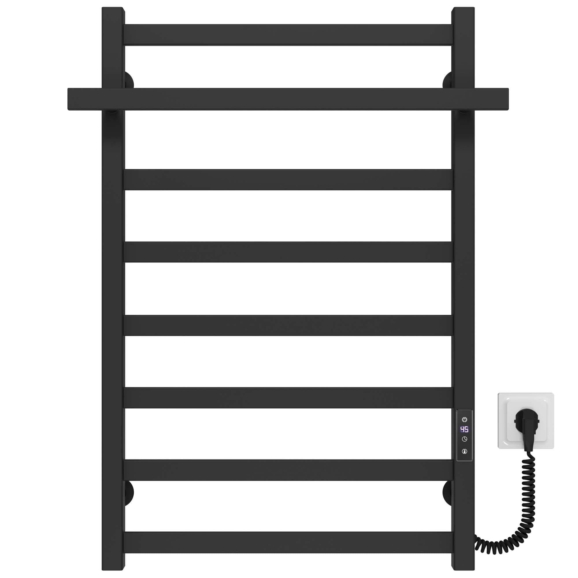 Полотенцесушитель электрический Deffi Nicolе П8 JD04 правое подключение крашеная сталь 500х800 мм Черный (B.NI.80.50.8.E.B.R.2)