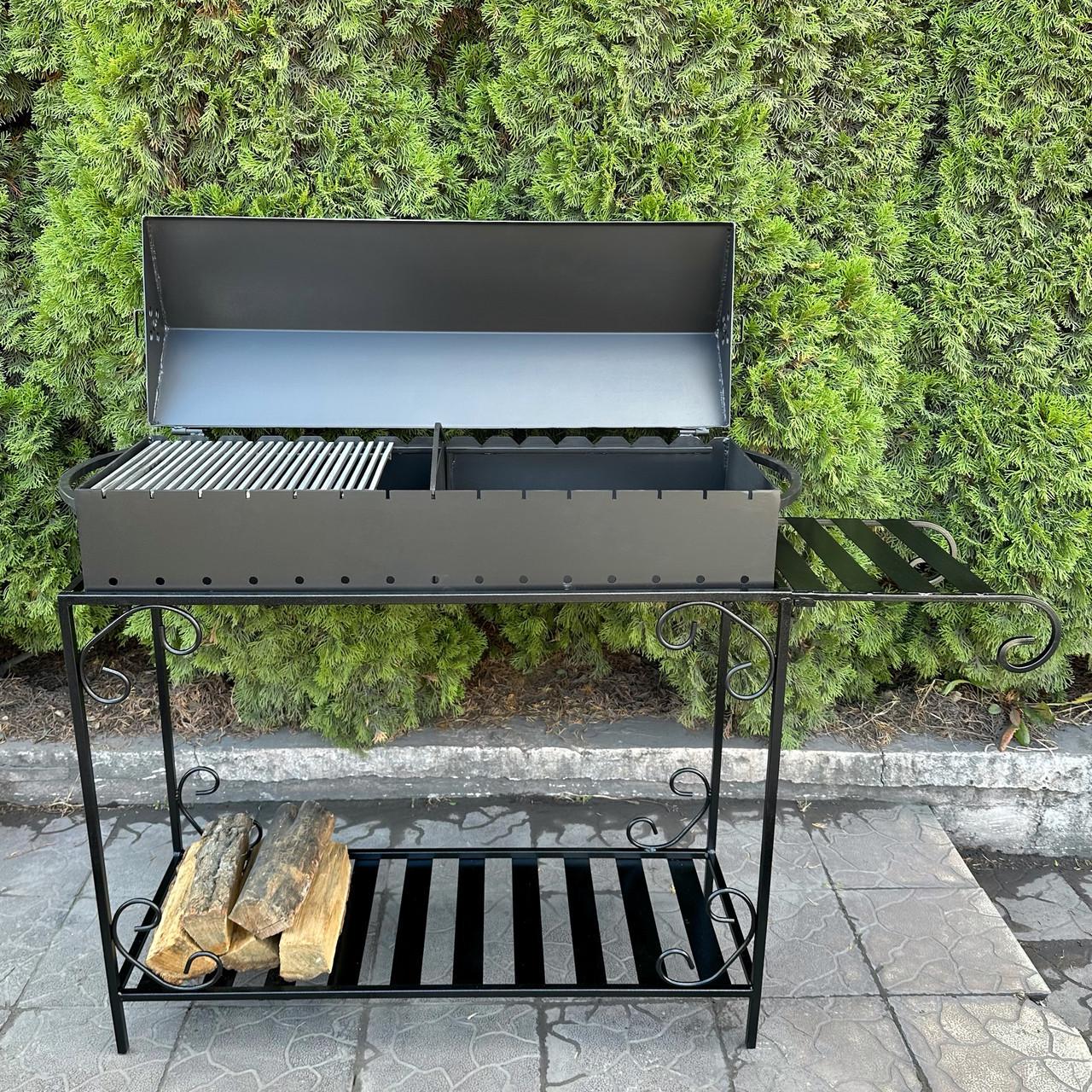 Мангал-барбекю Metalzavod Гефест на 15 шампурів 3 мм на дровниці 151,5х39,5х106,5 см (MBD15-3) - фото 5