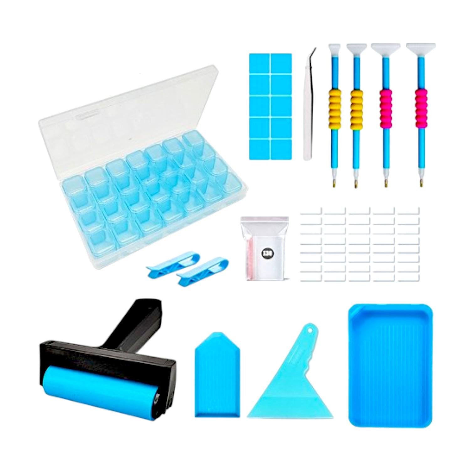 Набор инструментов для работы с алмазной мозаикой 57 пр. Синий (6350)